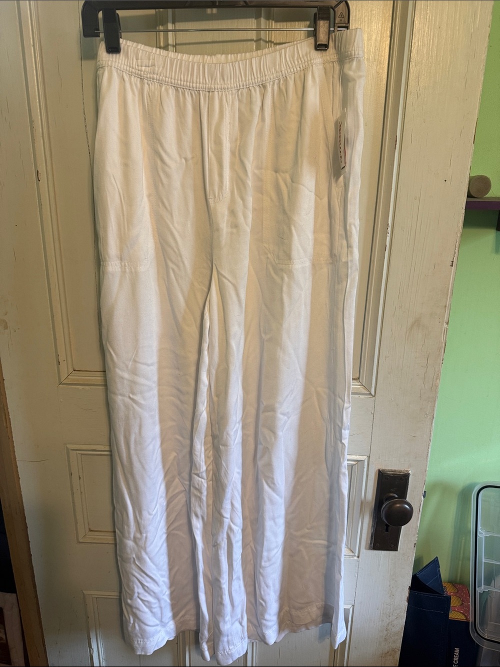 Splendid White Elastic Waist Wide-Leg Pants